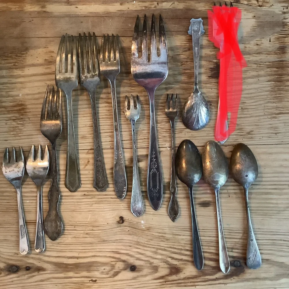 Antique Vintage Mismatched Silver Plate Flatware Pieces
